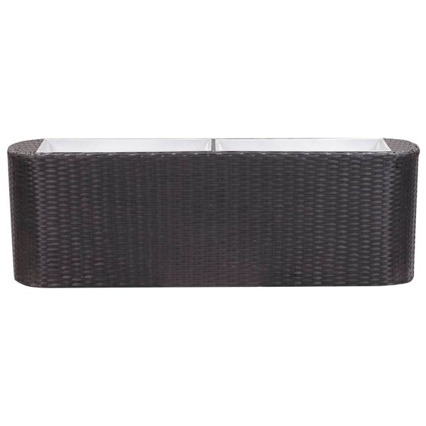 vidaXL Raised Bed Black Poly Rattan and Zinc Large Planters Planter