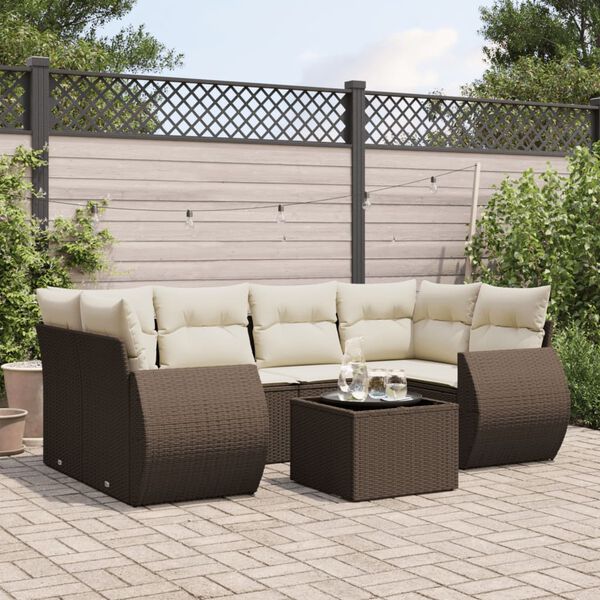 vidaXL Garden Sofa Set Brown Poly Rattan Large Modular Garden Sofa Set
