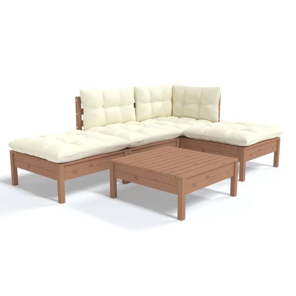 vidaXL Garden Lounge Set Honey brown and cream