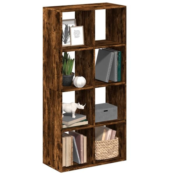 vidaXL Room Divider Bookcase Smoked Oak Engineered Wood Medium