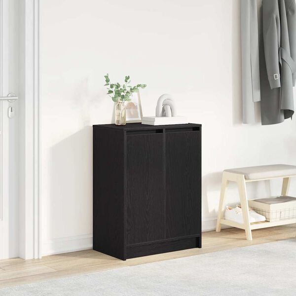 vidaXL Shoe Cabinet Black Oak Engineered Wood Medium Shoe Cabinet