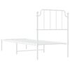 vidaXL Metal Bed Frame without Mattress with Headboard White 29.5"x74.8"