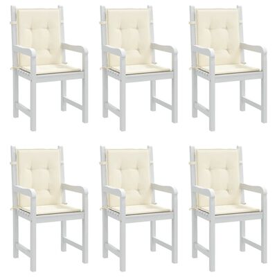 vidaXL Garden Lowback Chair Cushions 6 pcs Cream 39.4"x19.7"x1.2" Oxford Fabric