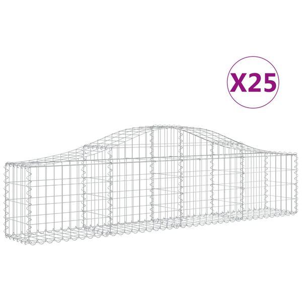 vidaXL Arched Gabion Baskets 25 pcs 78.7"x11.8"x15.7"/23.6" Galvanized Iron
