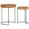 vidaXL Coffee Table Brown and black Solid Acacia wood Small and Medium
