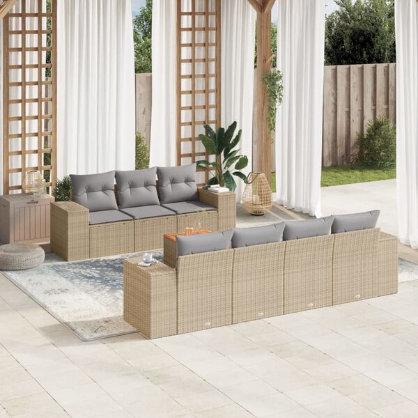 vidaXL Garden Sofa Set Beige, Light grey