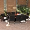 vidaXL Dining Set Table: Black, Chair: Black, Cushion: Cream white