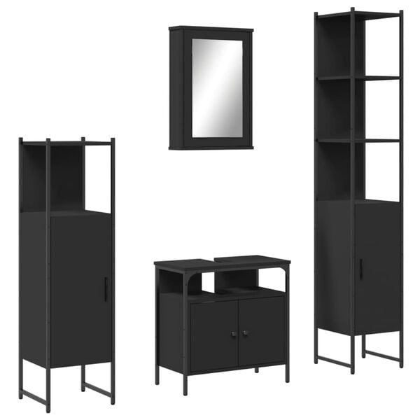 vidaXL Bathroom Furniture Set Black
