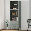 vidaXL Bookcase Grey Solid pine wood Tall Bookcase Rectangular