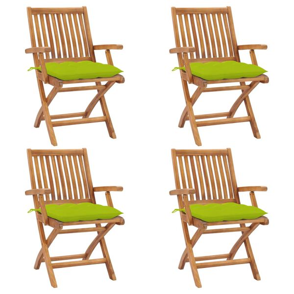 vidaXL Patio Chair Set of 4 Bright green cushion