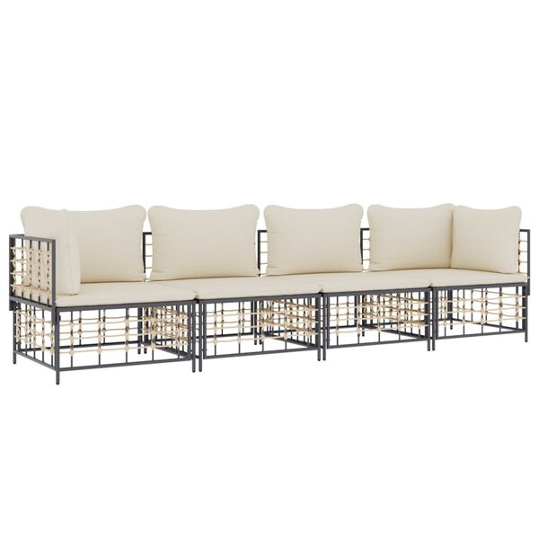 vidaXL Garden Lounge Set Charcoal Poly Rattan Medium Modular