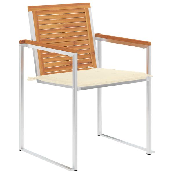 vidaXL Patio Chairs with Cushions 2 pcs Solid Acacia Wood and Steel