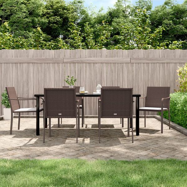 vidaXL Garden Dining Set Brown Poly Rattan Large Seats Many