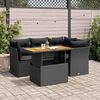 vidaXL Garden Sofa Set Black PE rattan 5 Piece Modular Set
