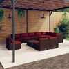vidaXL Garden Lounge Set Brown PE Rattan 11 Piece Set Modular
