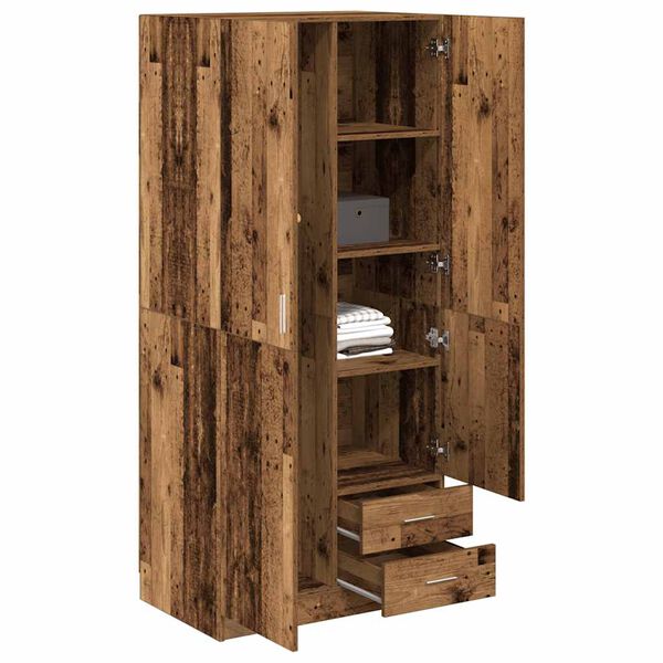 vidaXL Wardrobe Old Wood Engineered Wood 31.5 x 20.5 x 70.9 in Wardrobe