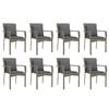 vidaXL Garden Dining Set Grey PE rattan 9 Piece Set Modular