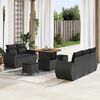 vidaXL Garden Sofa Set Height-Adjustable 8 pcs Black Poly Rattan