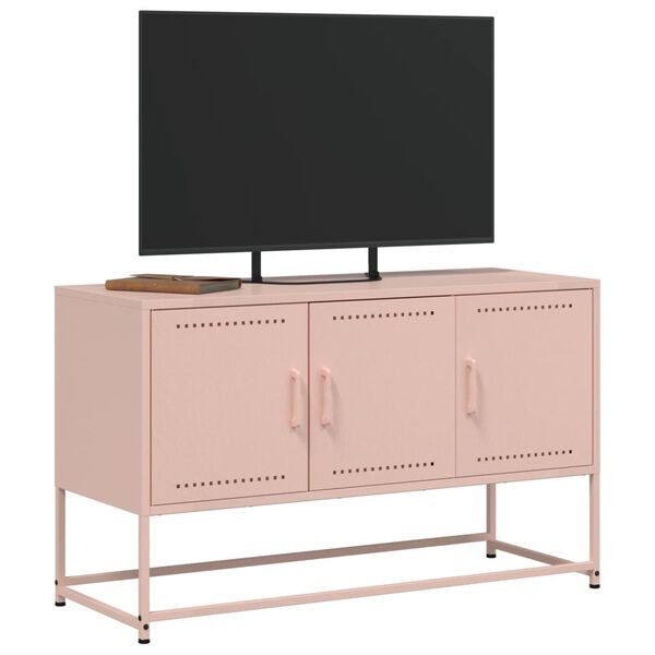 vidaXL TV Cabinet Pink Steel 39.6 in TV Cabinet Rectangular