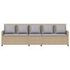 vidaXL Patio Sofa 5-Seater with Cushions Beige Poly Rattan