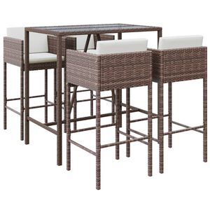 vidaXL Garden Bar Set Brown PE Rattan Large Durable Garden Bar Set