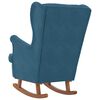 vidaXL Rocking Chair Wingback Blue Velvet and Solid Wood