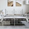 vidaXL Bed Frame White Powder-Coated Steel Full Bed Frame Rectangular