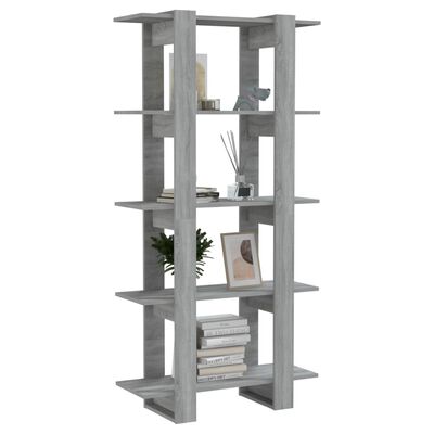 vidaXL Book Cabinet/Room Divider Gray Sonoma 31.5"x11.8"x63" Chipboard