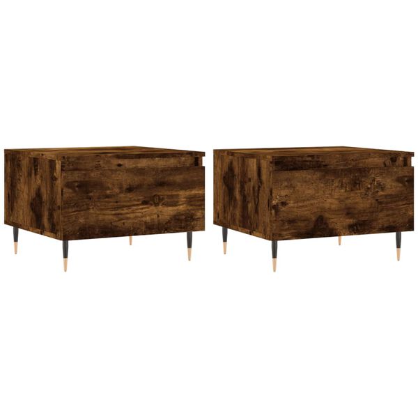 vidaXL Coffee Table Set of 2 Smoked Oak Engineered wood, metal Small