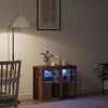 vidaXL LED Sideboard 2 pcs Old Wood 16.14 x 14.57 x 26.38 in