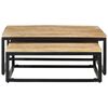 vidaXL Coffee Table Set of 2 Natural Mango Wood, Black