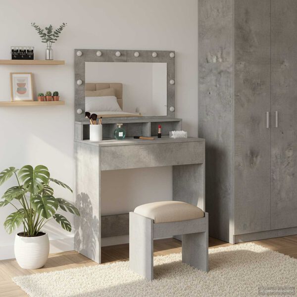 vidaXL Dressing Table Concrete Grey 29.72 x 16.14 x 53.15 in