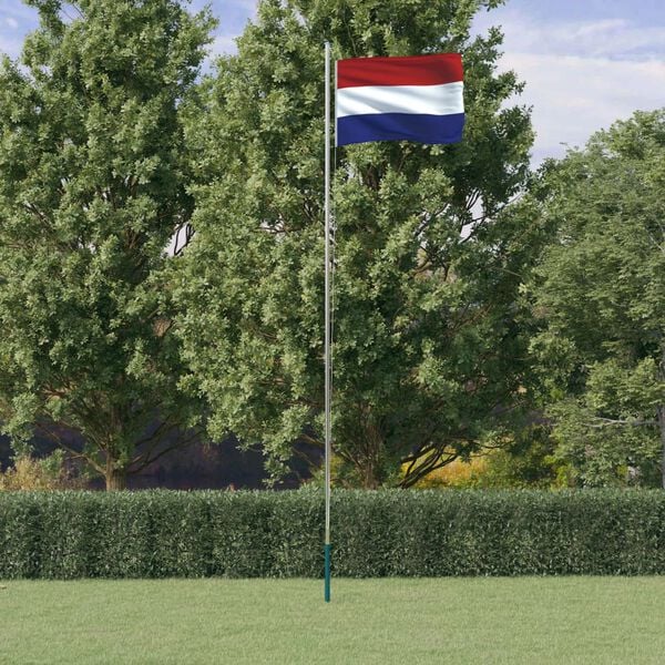 vidaXL Netherlands Flag Silver, Multicolor Aluminum, Polyester Standard
