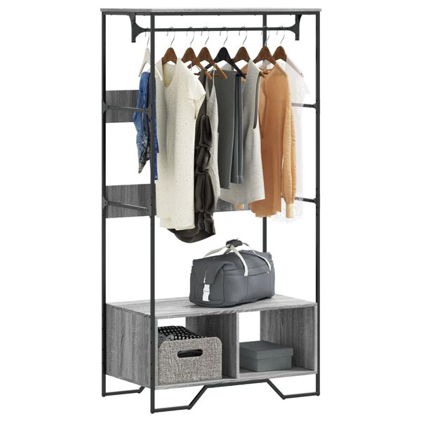 vidaXL Wardrobe Grey Sonoma Engineered wood, Metal 35.4x19.7x70.9 in