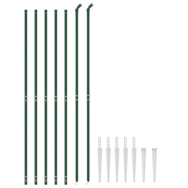 vidaXL Wire Mesh Fence with Spike Anchors Green 7.2x32.8'