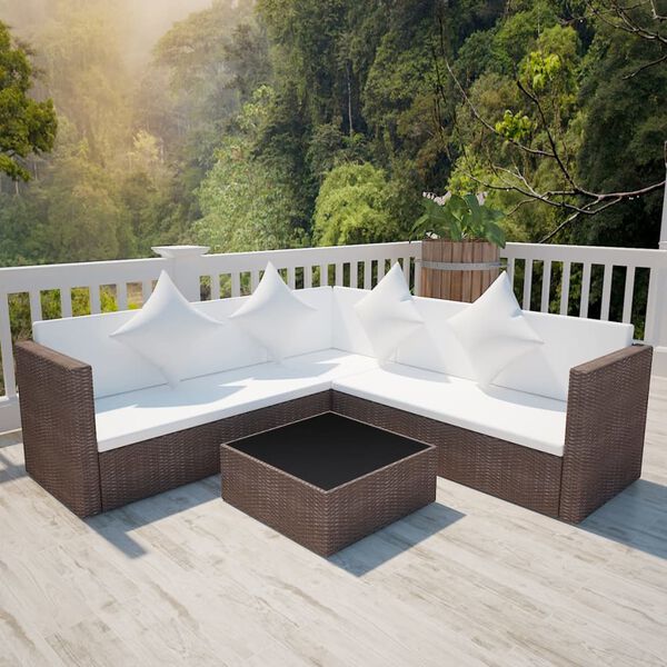 vidaXL Patio Furniture Brown Poly Rattan Medium Removable Covers