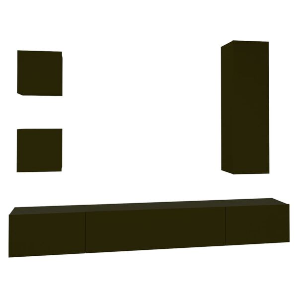 vidaXL Tv Cabinet Set Set of 5 Black Engineered wood Tv Cabinet Set