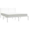 vidaXL Bed Frame White Powder-Coated Steel Full Bed Frame Rectangular