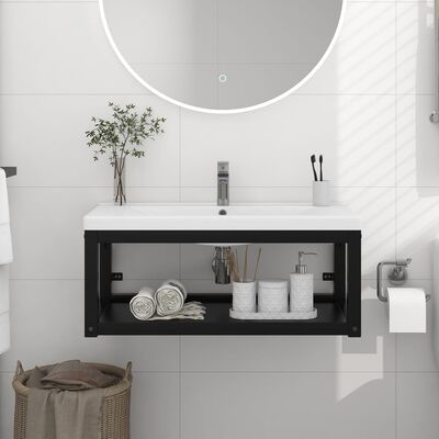 vidaXL Wall-mounted Bathroom Washbasin Frame Black 31.1" x 15" x 12.2" Iron