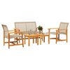 vidaXL Garden Lounge Set Beige and Brown PE rattan, solid acacia wood, metal