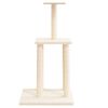 vidaXL Cat Tree Cream Engineered wood, Plush, Sisal Medium Sturdy