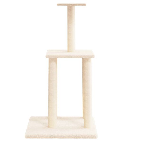 vidaXL Cat Tree Cream Engineered wood, Plush, Sisal Medium Sturdy