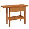 vidaXL Workbench with Drawer and Vices 48.8x20.5x32.7" Solid Wood Acacia