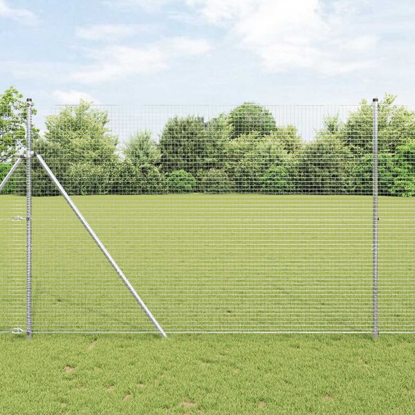 vidaXL Fence with Posts Silver 59.1" x 984.3" Steel