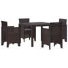 vidaXL Garden Dining Set 5 pcs Brown Polt rattan