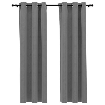 vidaXL Blackout Curtains with Rings 2 pcs Gray 37"x95" Velvet