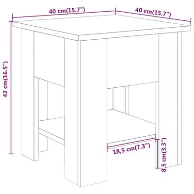 vidaXL Coffee Table Black 15.7"x15.7"x16.5" Engineered Wood