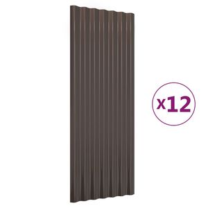 vidaXL Roof Panels 12 pcs Galvanized Steel Brown 39.4"x14.2"