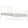 vidaXL Bed Frame White Powder-Coated Steel Twin Metal Bed Frame