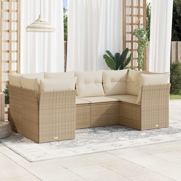 vidaXL Garden Sofa Set Beige PE rattan Medium to Large Modular